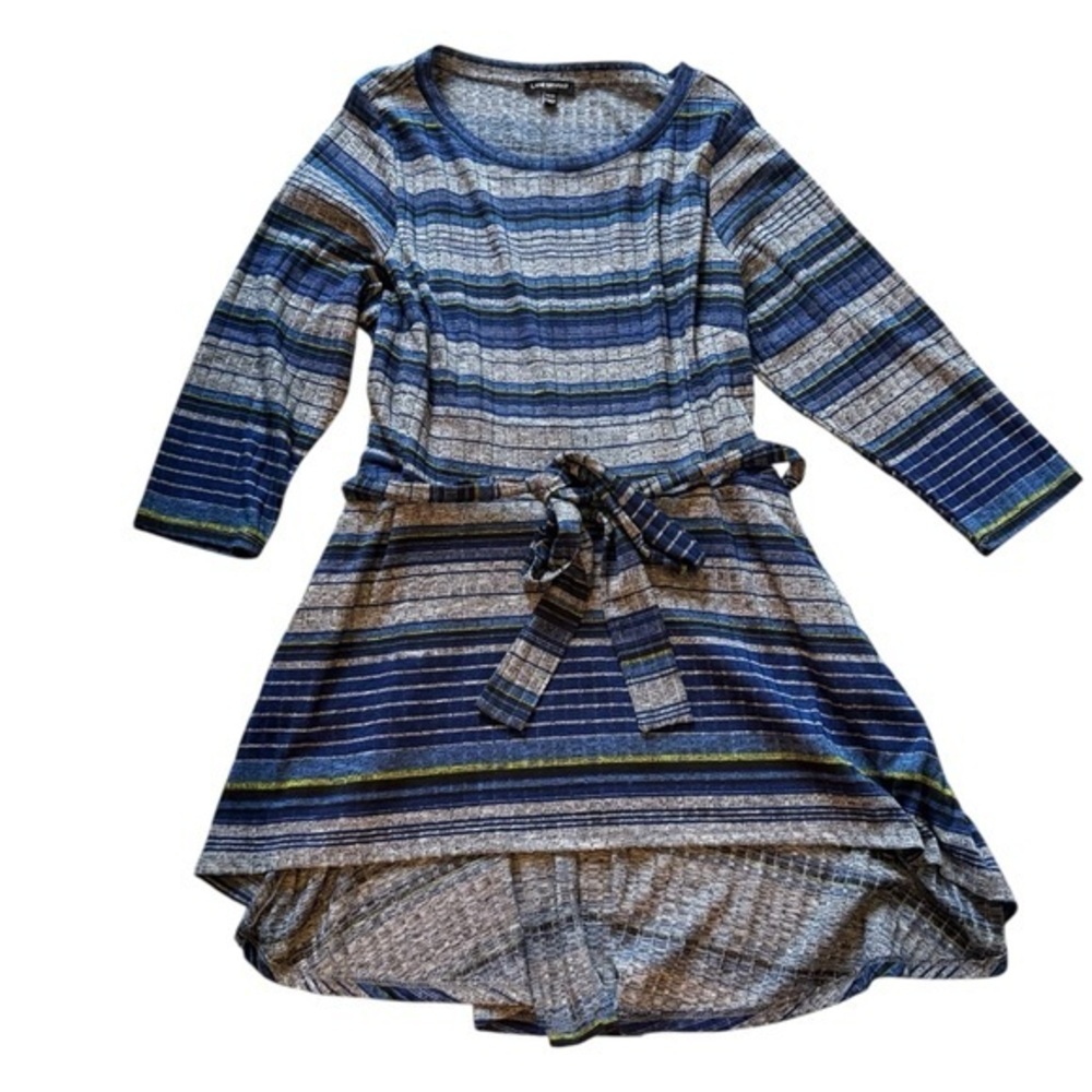 Blue grey Lane Bryant Striped Knit Tie-Waist Dress – Size 18/20